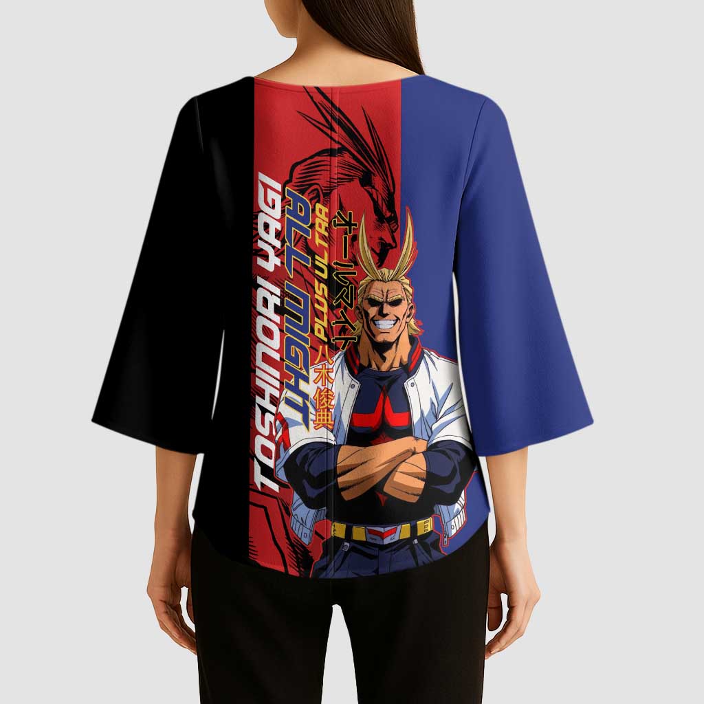 All Might My Hero Academia Kimono Sleeve Blouse Red and Blue Theme - The Mazicc