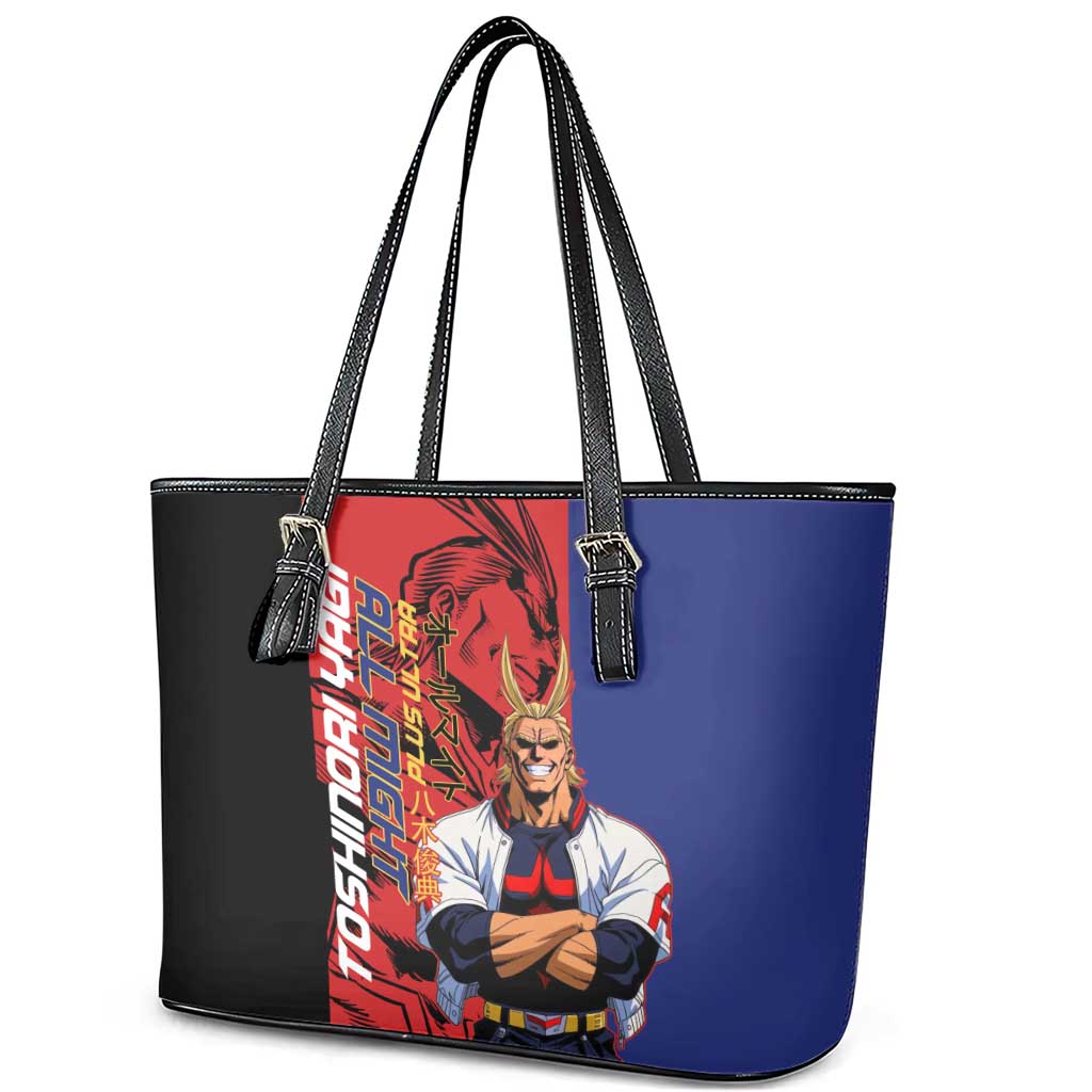 All Might My Hero Academia Leather Tote Bag Red and Blue Theme - The Mazicc