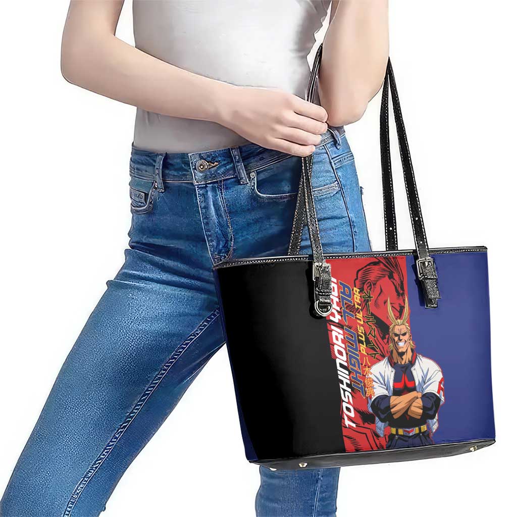 All Might My Hero Academia Leather Tote Bag Red and Blue Theme - The Mazicc