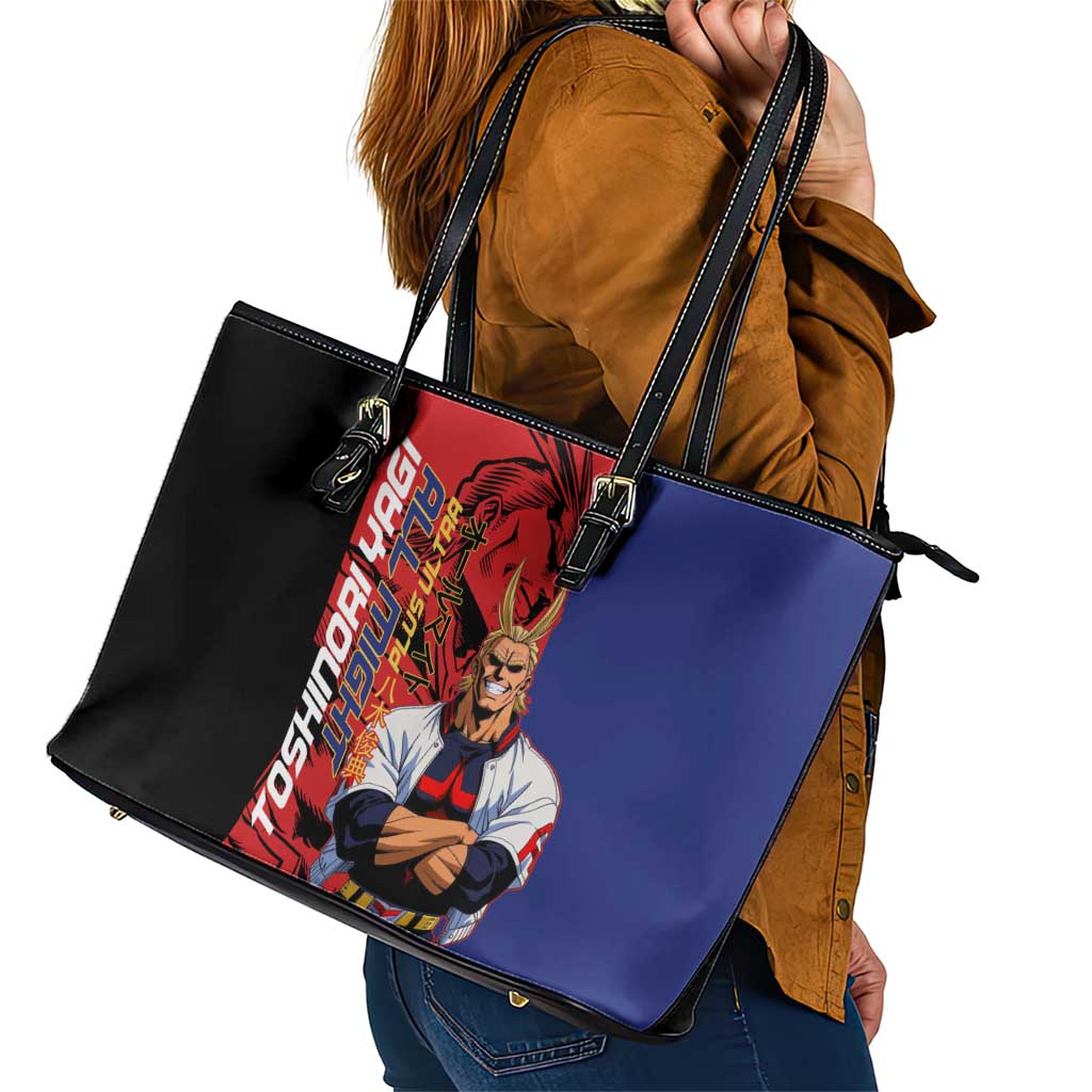 All Might My Hero Academia Leather Tote Bag Red and Blue Theme - The Mazicc