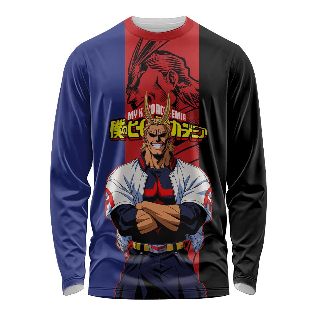All Might My Hero Academia Long Sleeve Shirt Red and Blue Theme - The Mazicc