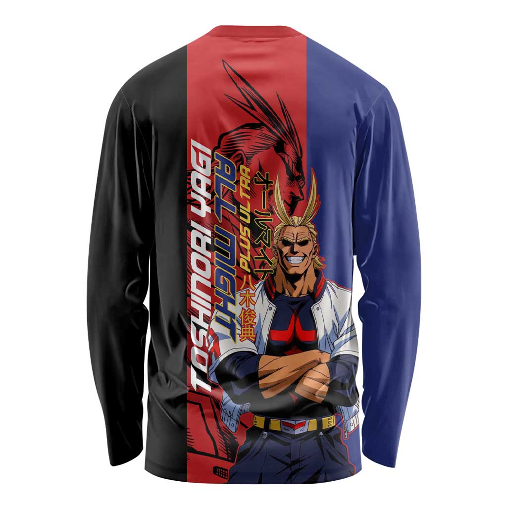 All Might My Hero Academia Long Sleeve Shirt Red and Blue Theme - The Mazicc