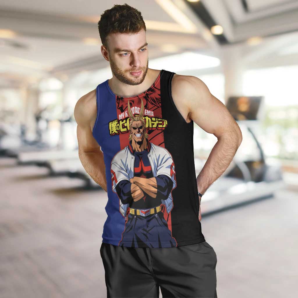 All Might My Hero Academia Men Tank Top Red and Blue Theme - The Mazicc