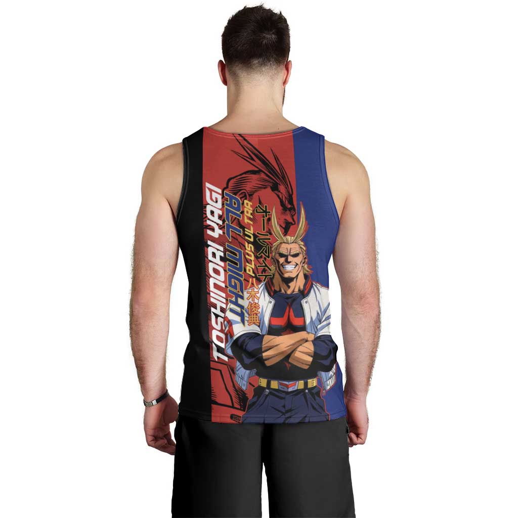 All Might My Hero Academia Men Tank Top Red and Blue Theme - The Mazicc