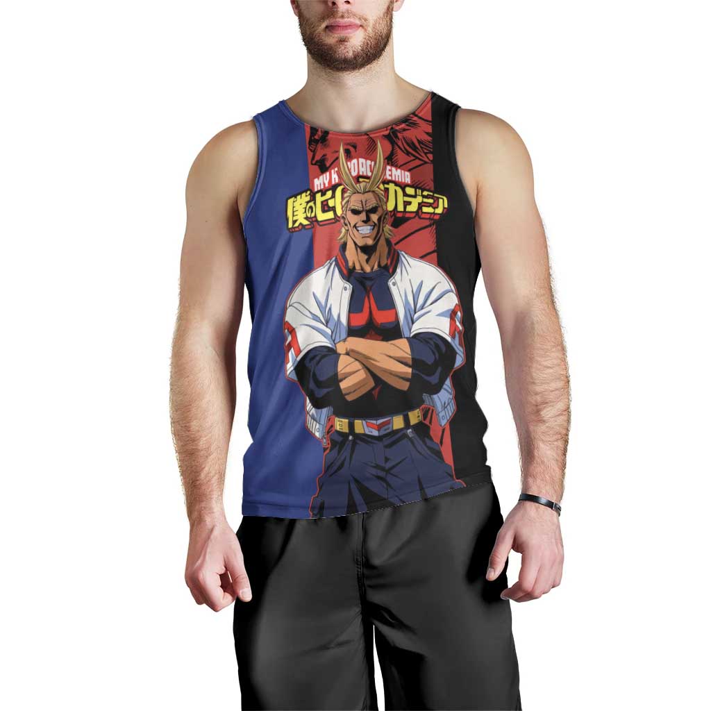All Might My Hero Academia Men Tank Top Red and Blue Theme - The Mazicc