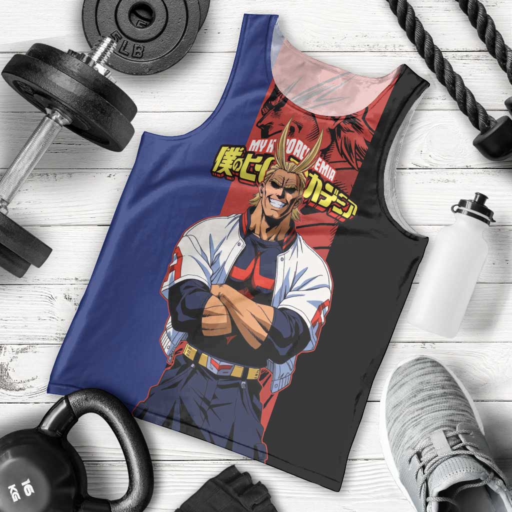 All Might My Hero Academia Men Tank Top Red and Blue Theme - The Mazicc