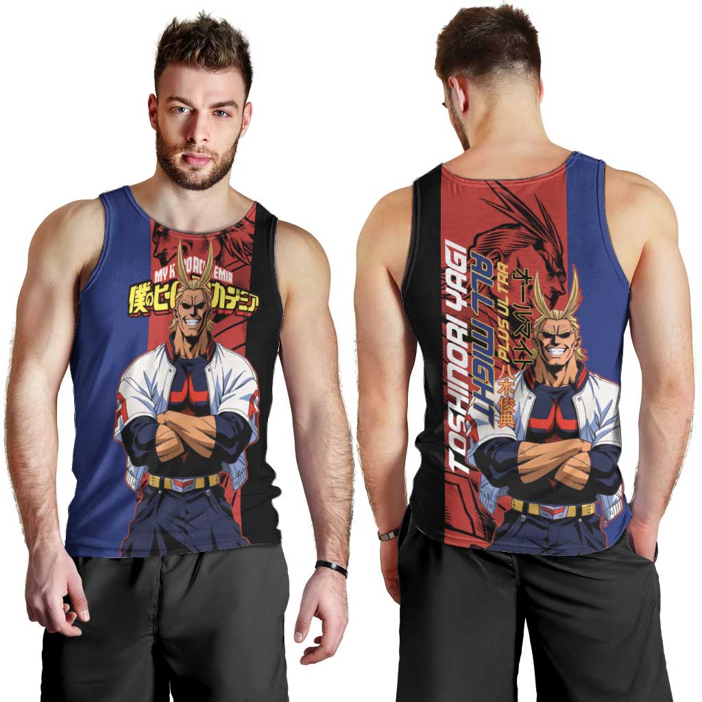All Might My Hero Academia Men Tank Top Red and Blue Theme - The Mazicc