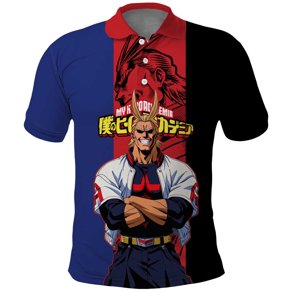 All Might My Hero Academia Polo Shirt Red and Blue Theme - The Mazicc