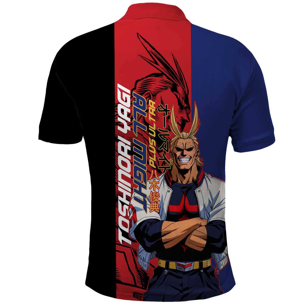 All Might My Hero Academia Polo Shirt Red and Blue Theme - The Mazicc