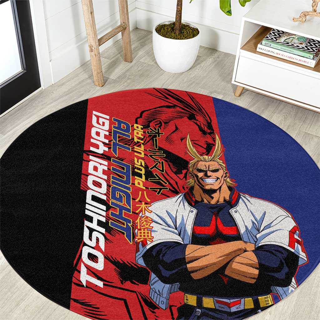 All Might My Hero Academia Round Carpet Red and Blue Theme - The Mazicc