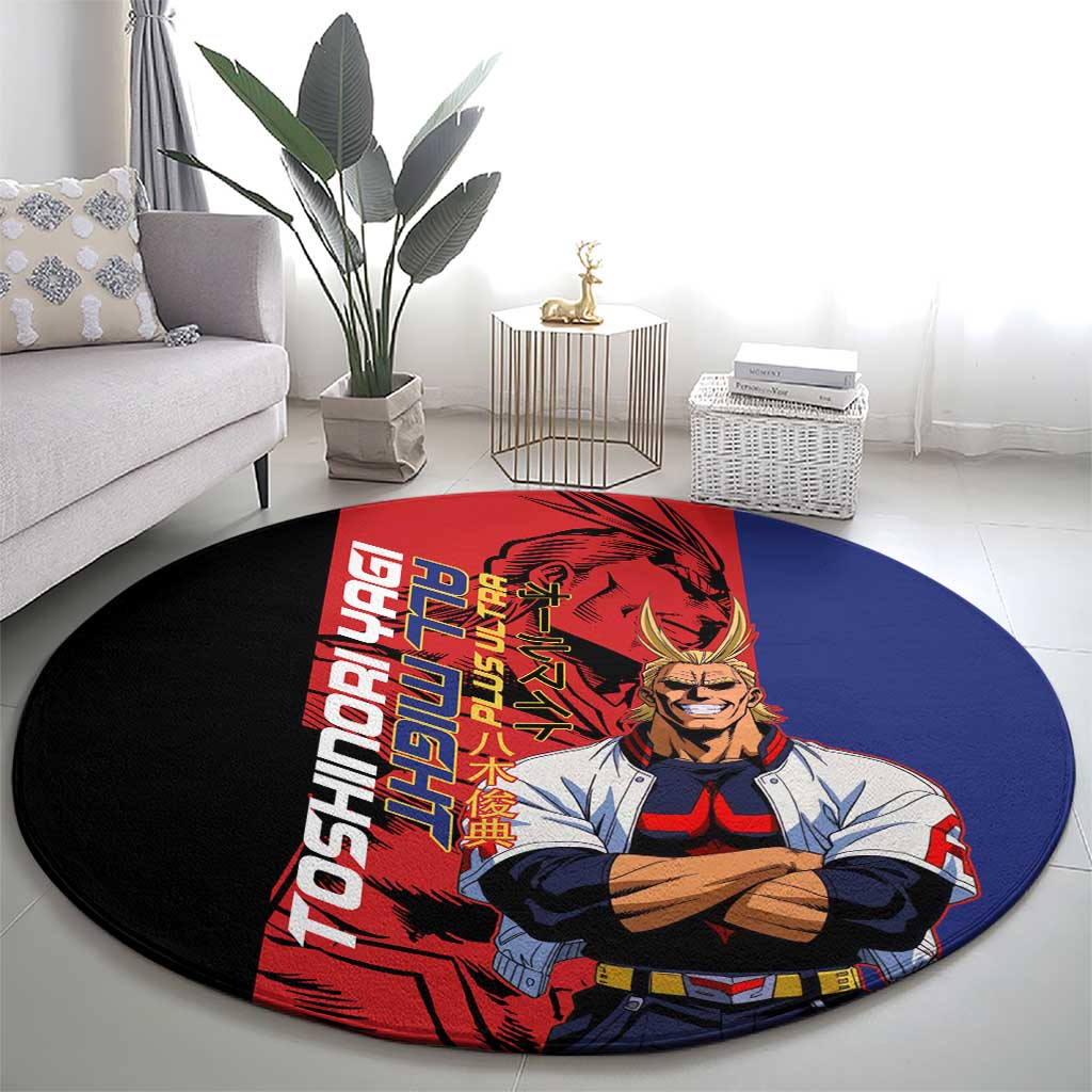 All Might My Hero Academia Round Carpet Red and Blue Theme - The Mazicc