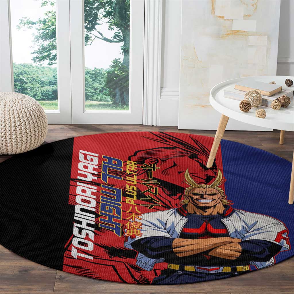 All Might My Hero Academia Round Carpet Red and Blue Theme - The Mazicc