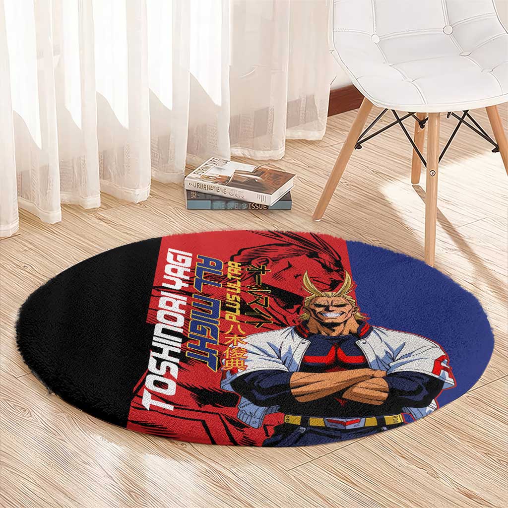 All Might My Hero Academia Round Carpet Red and Blue Theme - The Mazicc