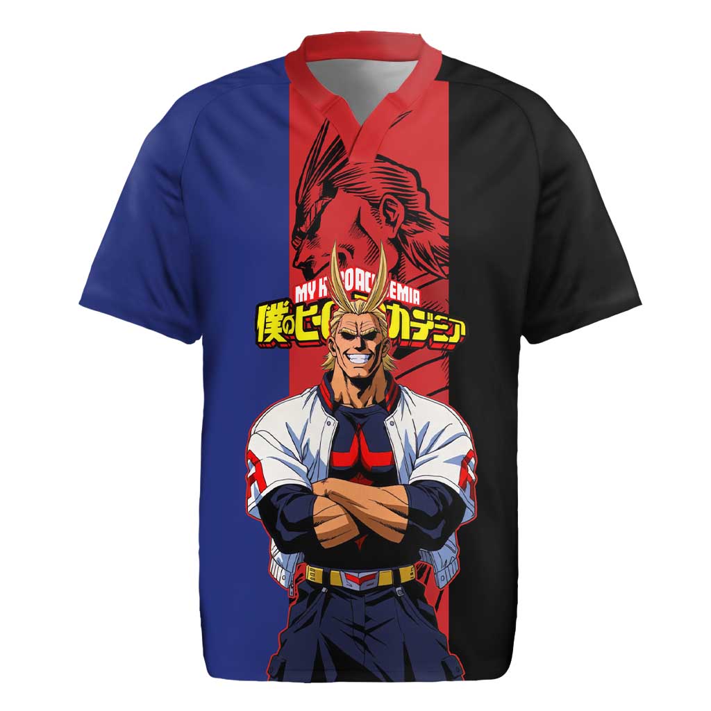 All Might My Hero Academia Rugby Jersey Red and Blue Theme - The Mazicc