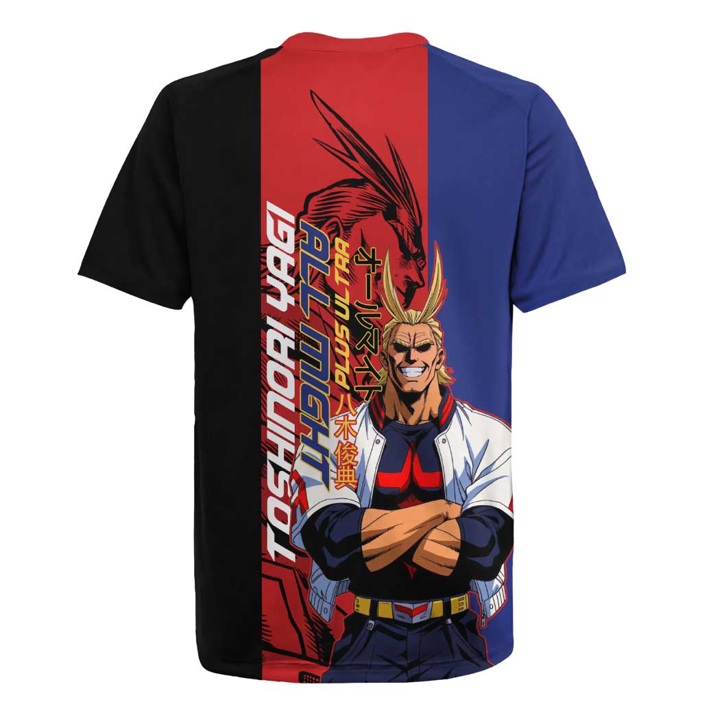 All Might My Hero Academia Rugby Jersey Red and Blue Theme - The Mazicc