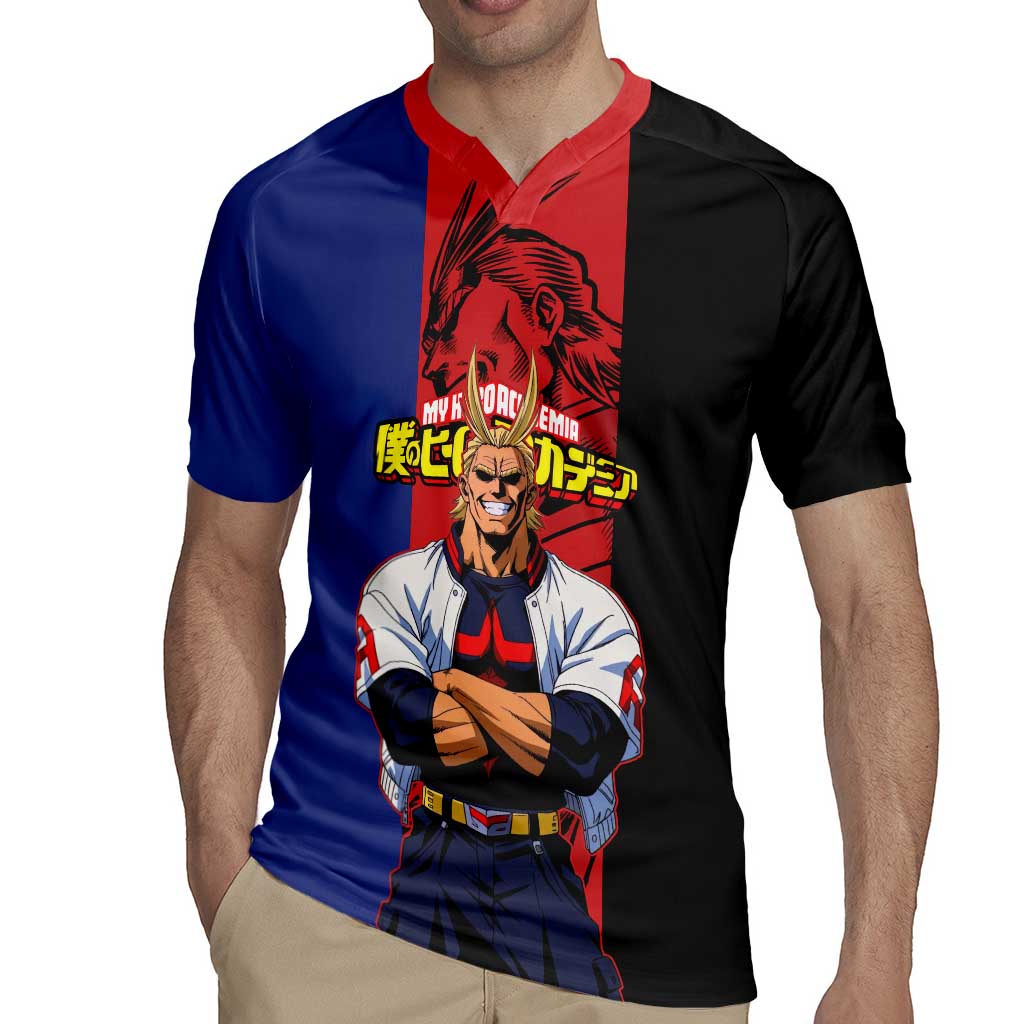 All Might My Hero Academia Rugby Jersey Red and Blue Theme - The Mazicc