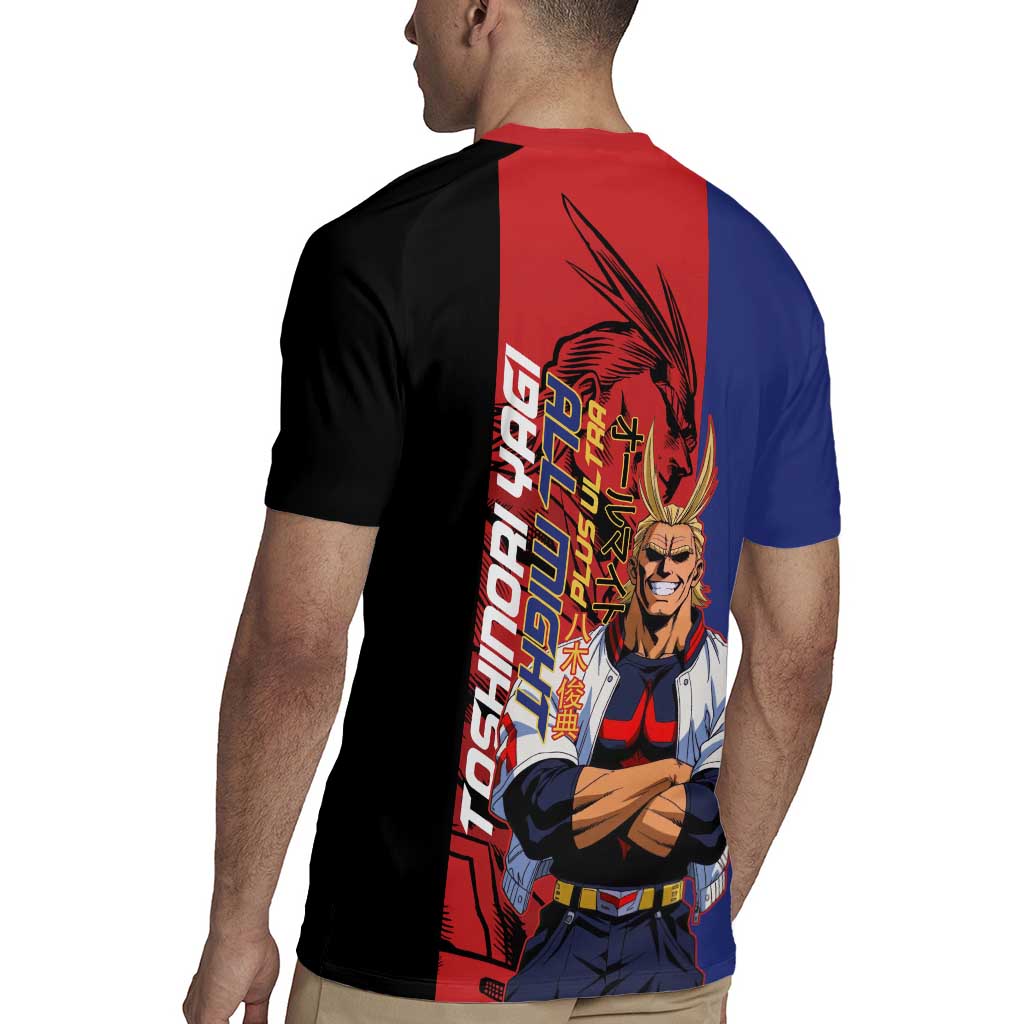 All Might My Hero Academia Rugby Jersey Red and Blue Theme - The Mazicc