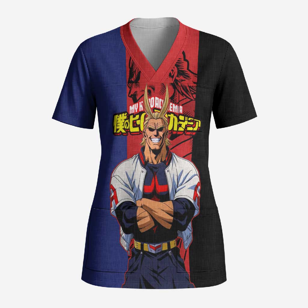 All Might My Hero Academia Scrub Top Red and Blue Theme - The Mazicc