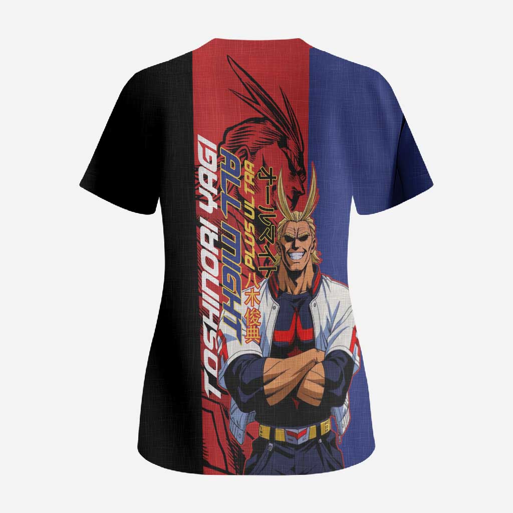 All Might My Hero Academia Scrub Top Red and Blue Theme - The Mazicc