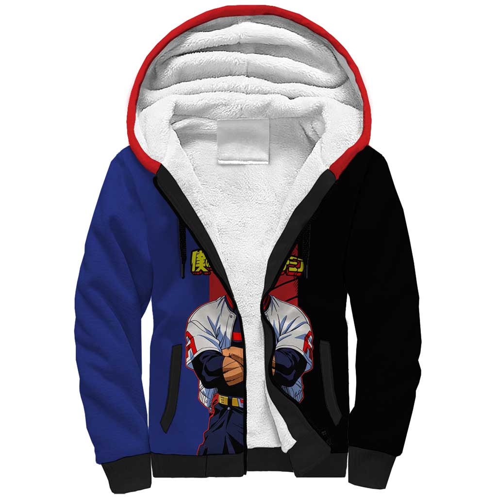 All Might My Hero Academia Sherpa Hoodie Red and Blue Theme - The Mazicc