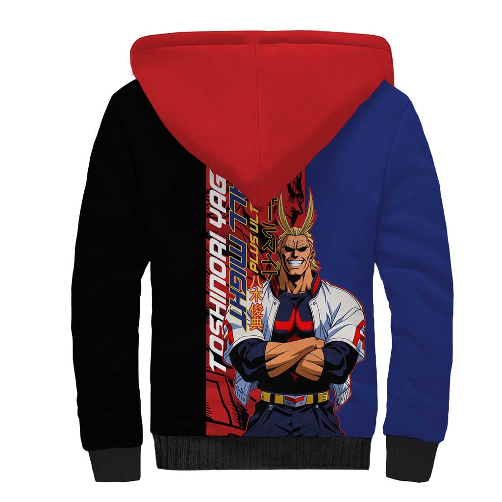 All Might My Hero Academia Sherpa Hoodie Red and Blue Theme - The Mazicc