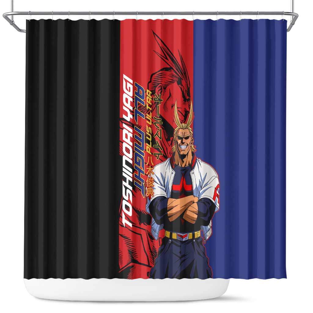 All Might My Hero Academia Shower Curtain Red and Blue Theme - The Mazicc