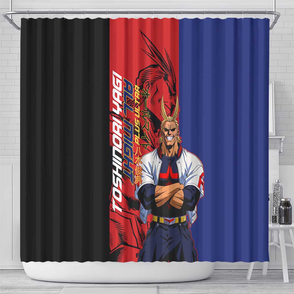 All Might My Hero Academia Shower Curtain Red and Blue Theme - The Mazicc