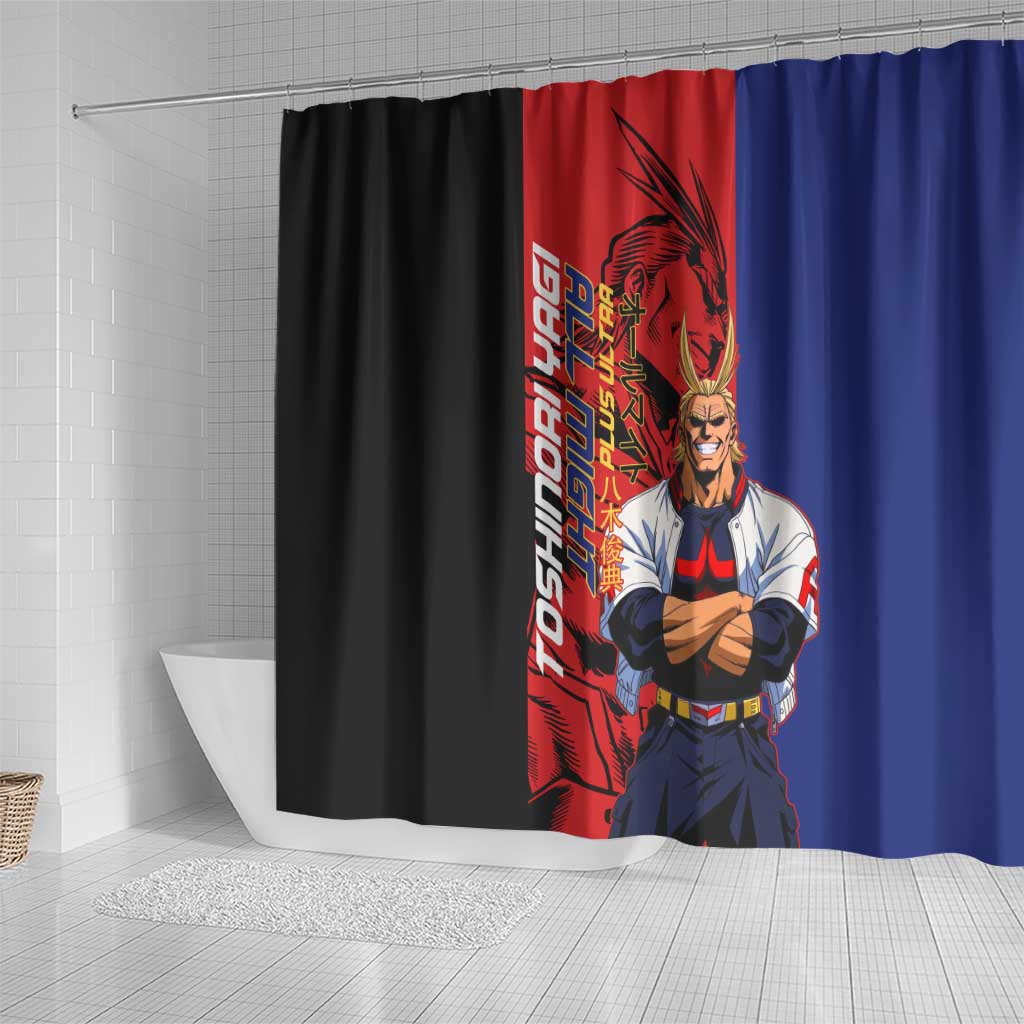 All Might My Hero Academia Shower Curtain Red and Blue Theme - The Mazicc