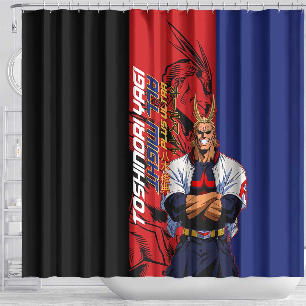 All Might My Hero Academia Shower Curtain Red and Blue Theme - The Mazicc