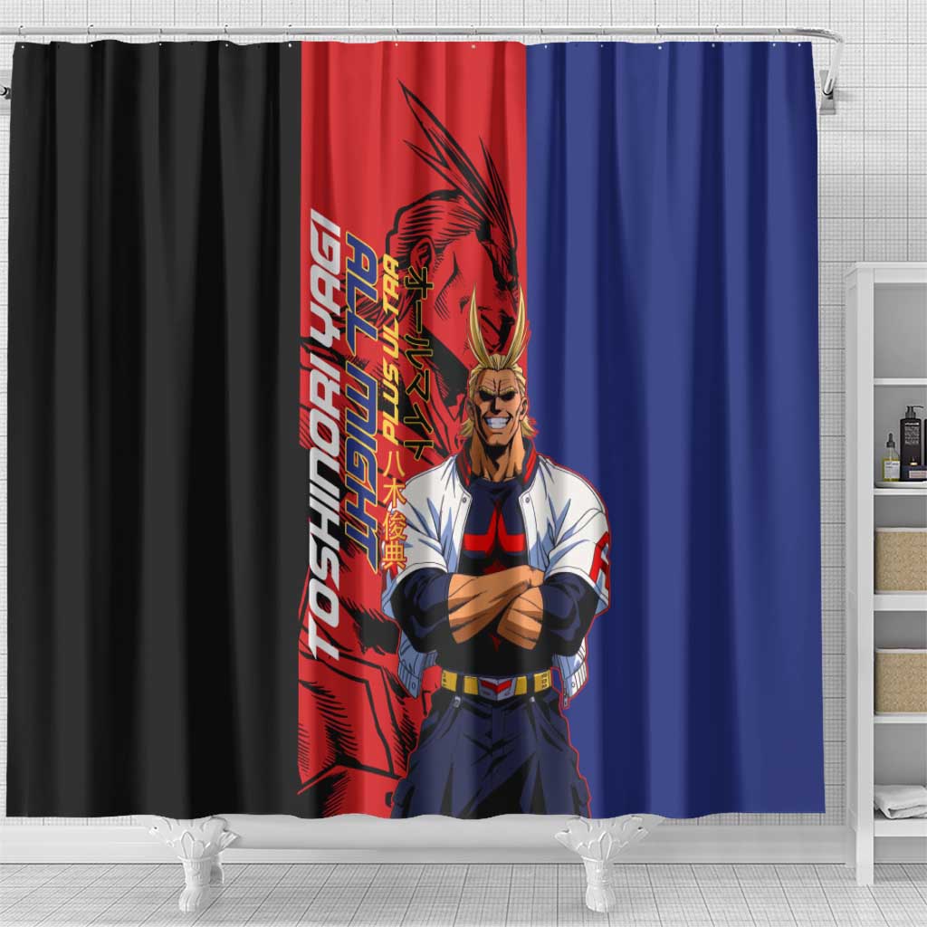All Might My Hero Academia Shower Curtain Red and Blue Theme - The Mazicc