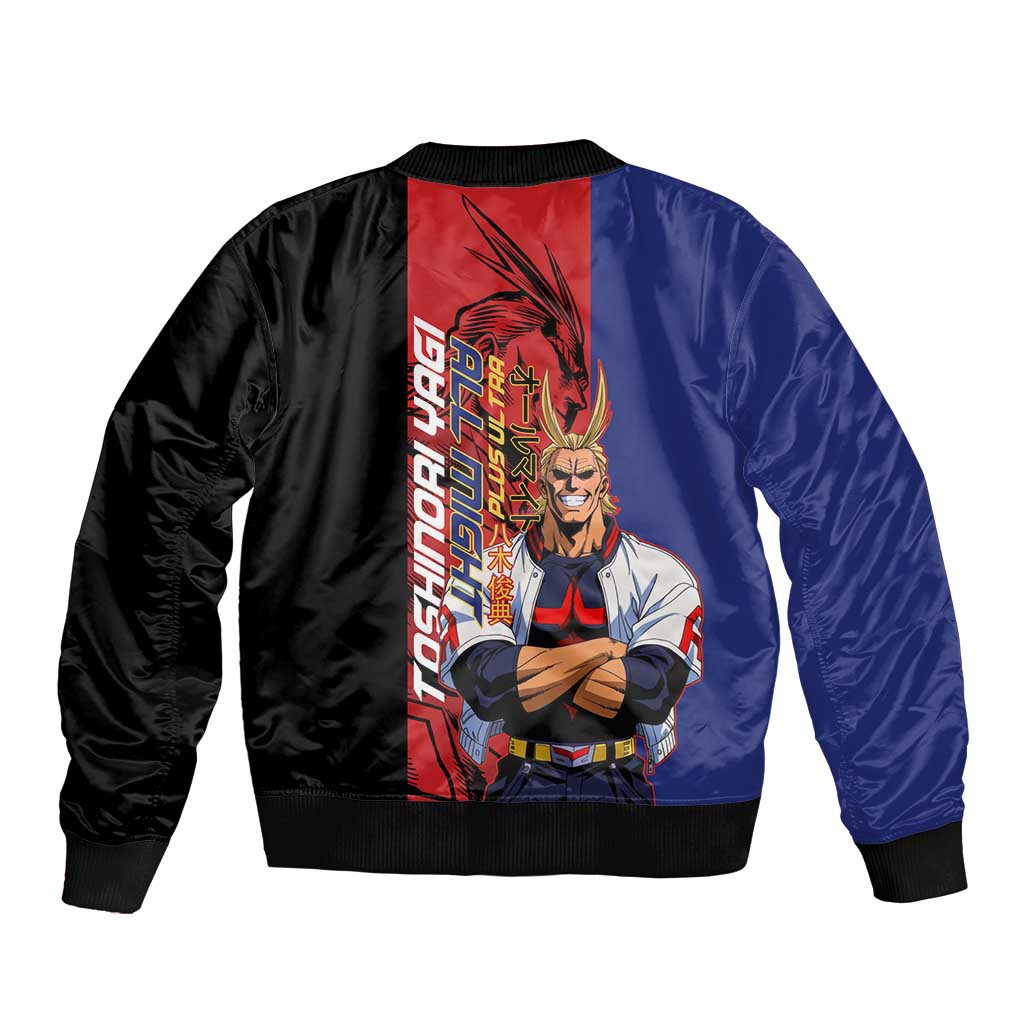 All Might My Hero Academia Sleeve Zip Bomber Jacket Red and Blue Theme - The Mazicc