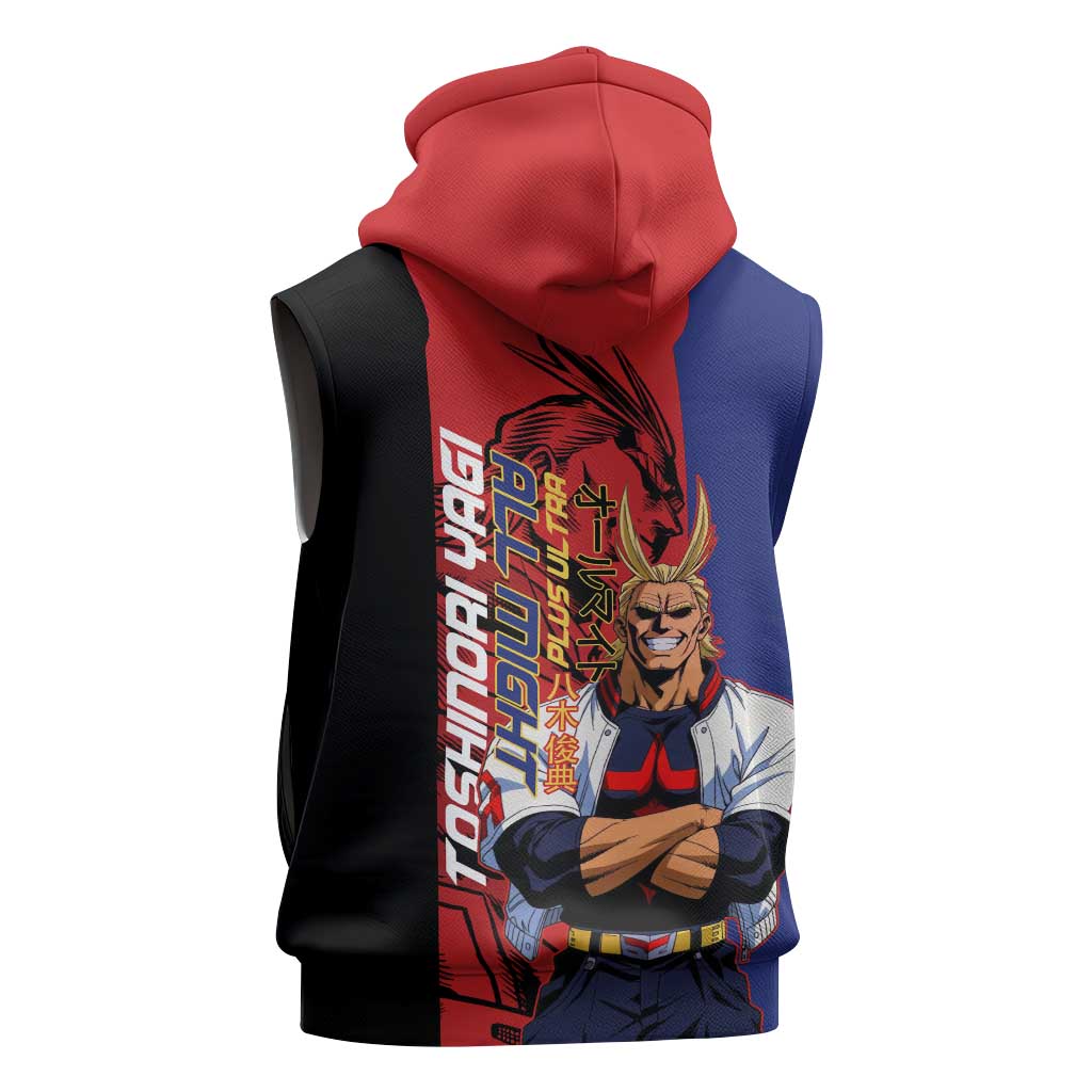 All Might My Hero Academia Sleeveless Hoodie Red and Blue Theme - The Mazicc
