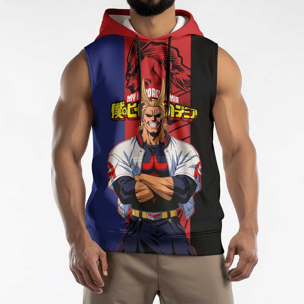 All Might My Hero Academia Sleeveless Hoodie Red and Blue Theme - The Mazicc