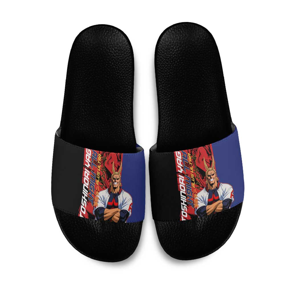 All Might My Hero Academia Slide Sandals Red and Blue Theme - The Mazicc