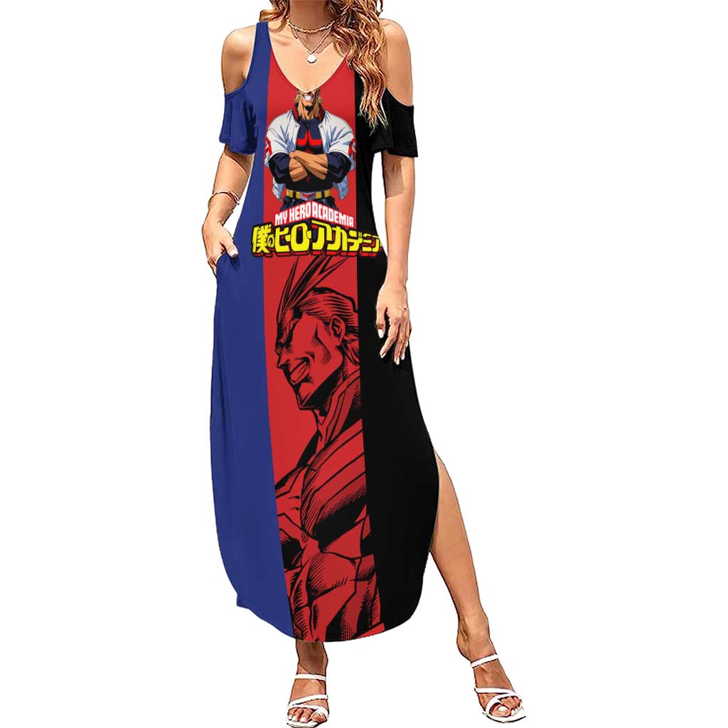 All Might My Hero Academia Summer Maxi Dress Red and Blue Theme - The Mazicc