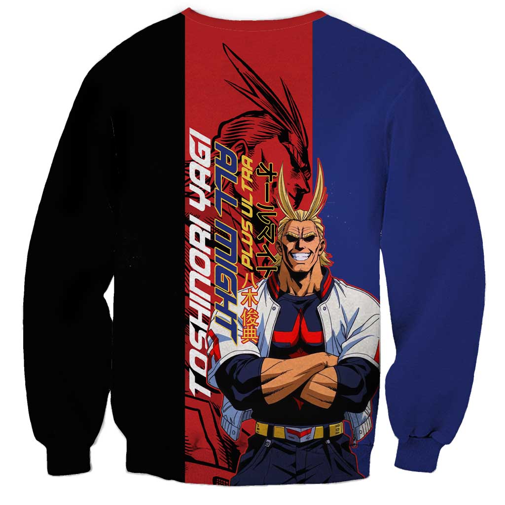 All Might My Hero Academia Sweatshirt Red and Blue Theme - The Mazicc