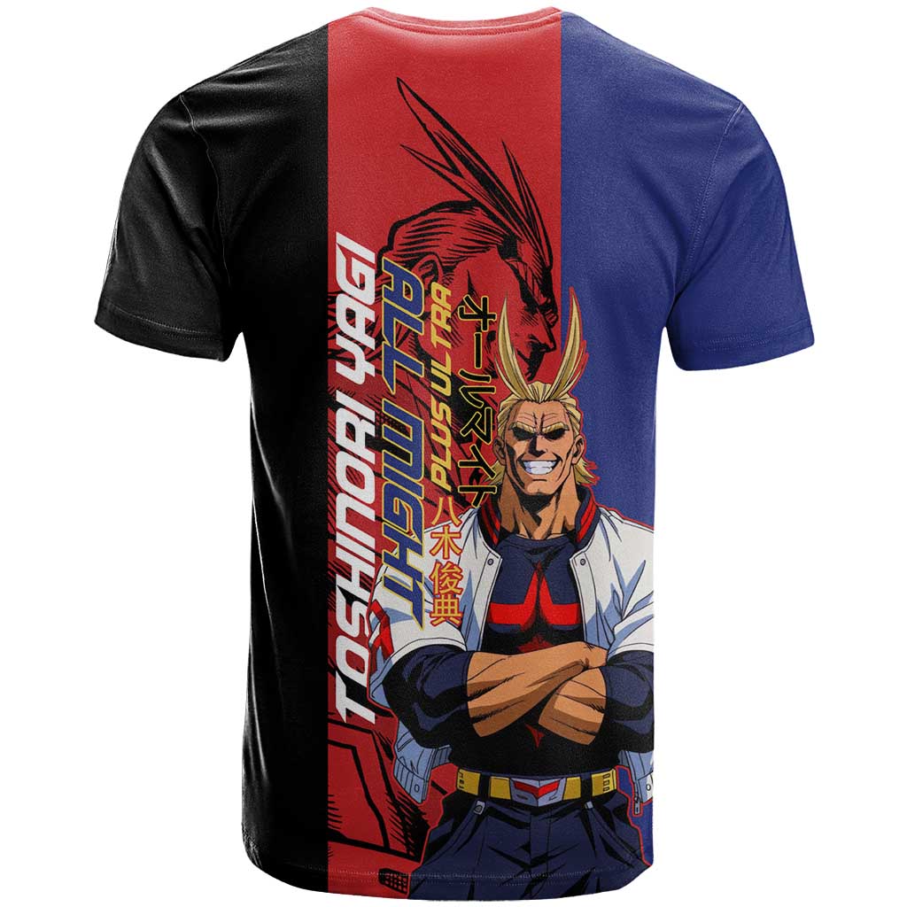 All Might My Hero Academia T Shirt Red and Blue Theme - The Mazicc