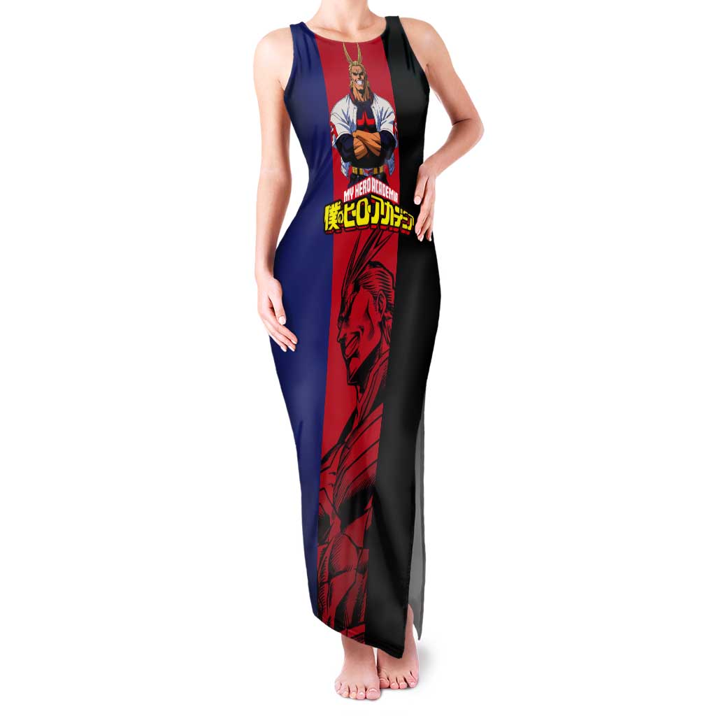 All Might My Hero Academia Tank Maxi Dress Red and Blue Theme - The Mazicc