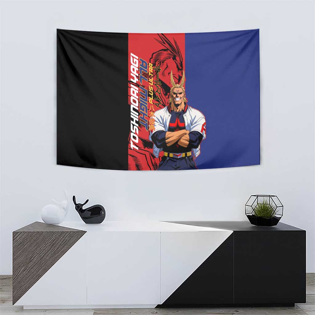 All Might My Hero Academia Tapestry Red and Blue Theme - The Mazicc