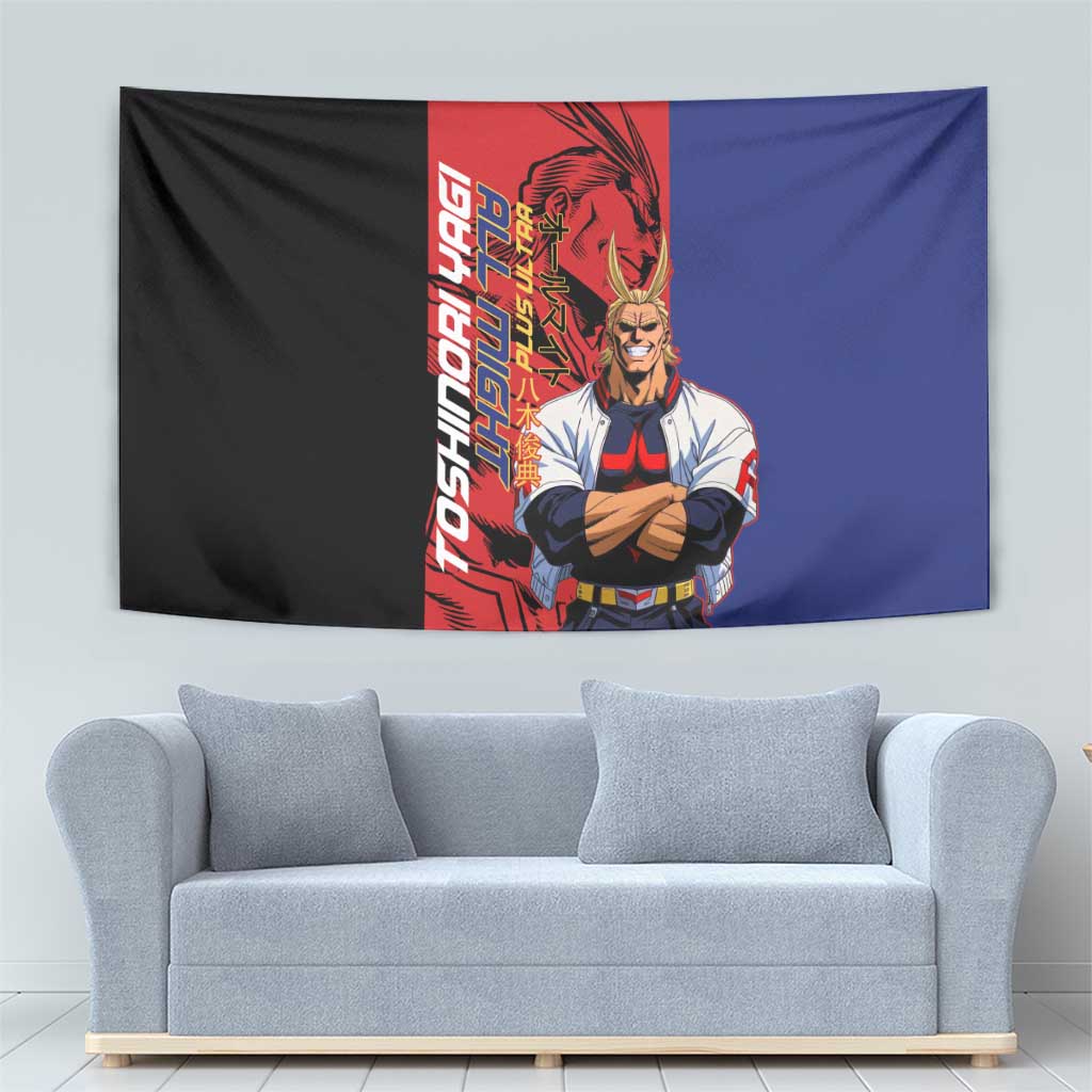 All Might My Hero Academia Tapestry Red and Blue Theme - The Mazicc
