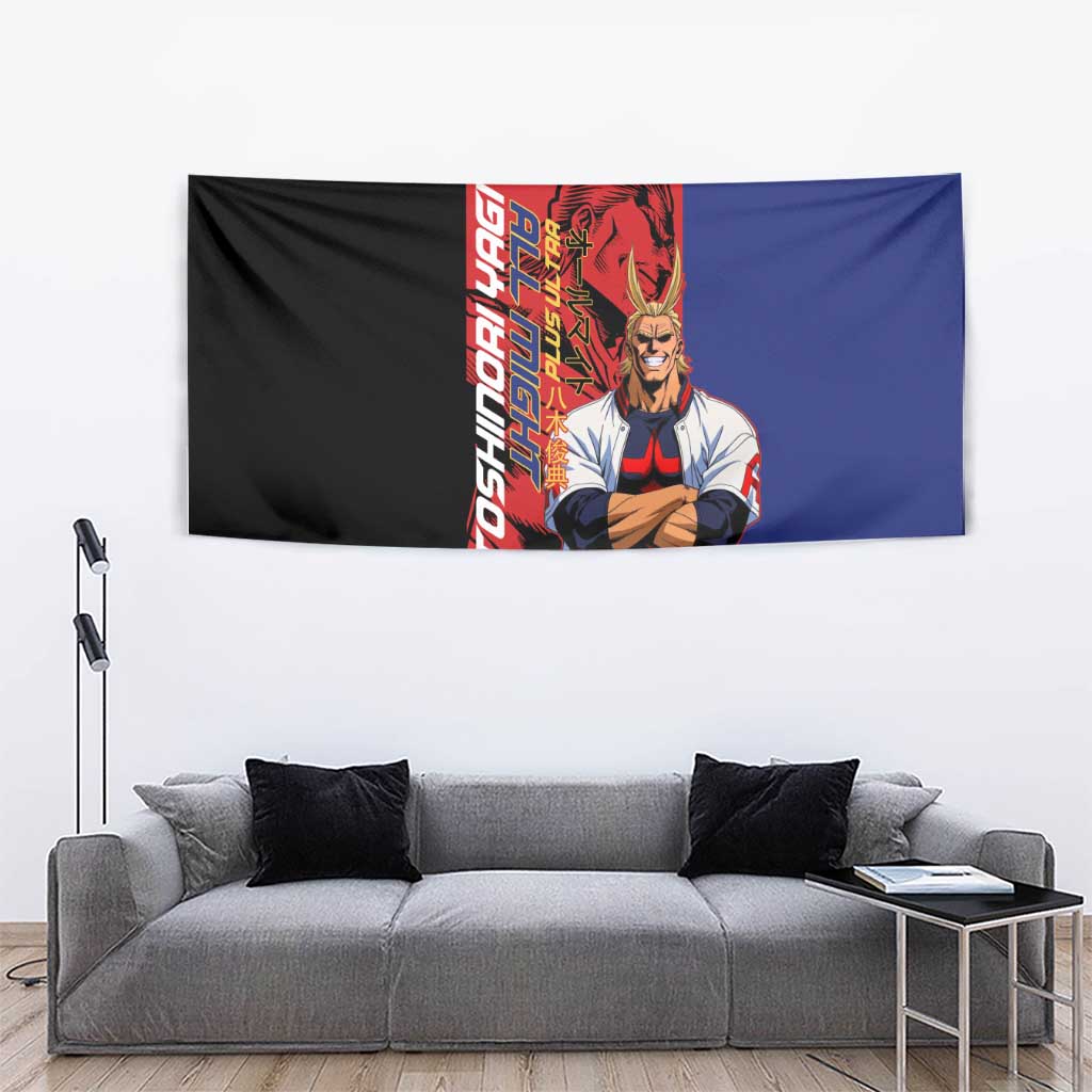 All Might My Hero Academia Tapestry Red and Blue Theme - The Mazicc