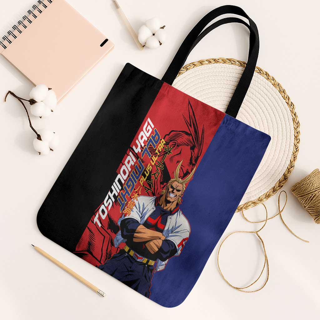 All Might My Hero Academia Tote Bag Red and Blue Theme - The Mazicc