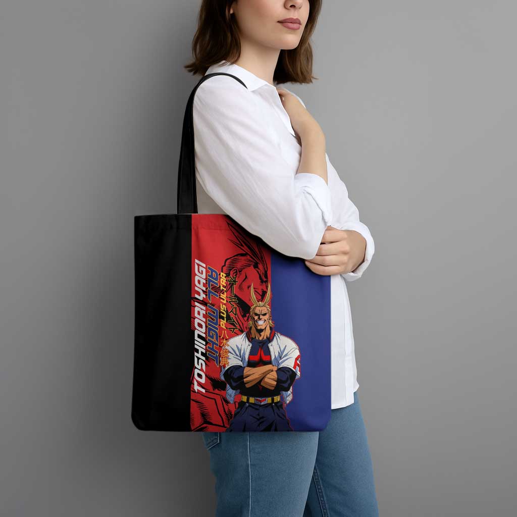 All Might My Hero Academia Tote Bag Red and Blue Theme - The Mazicc