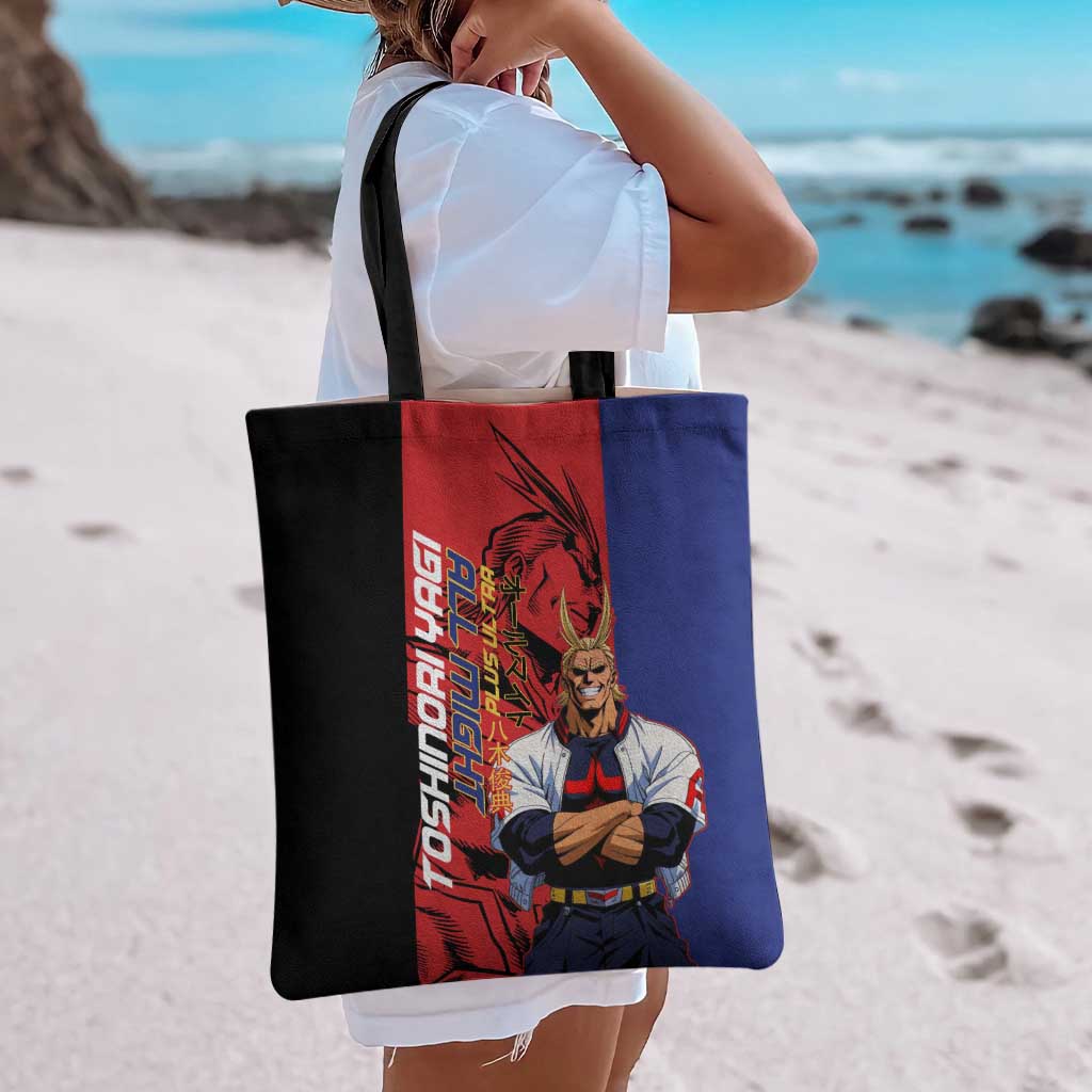 All Might My Hero Academia Tote Bag Red and Blue Theme - The Mazicc