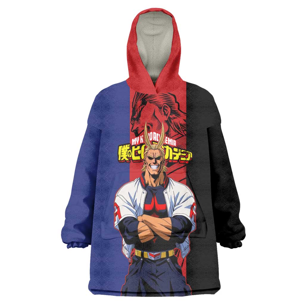 All Might My Hero Academia Wearable Blanket Hoodie Red and Blue Theme - The Mazicc