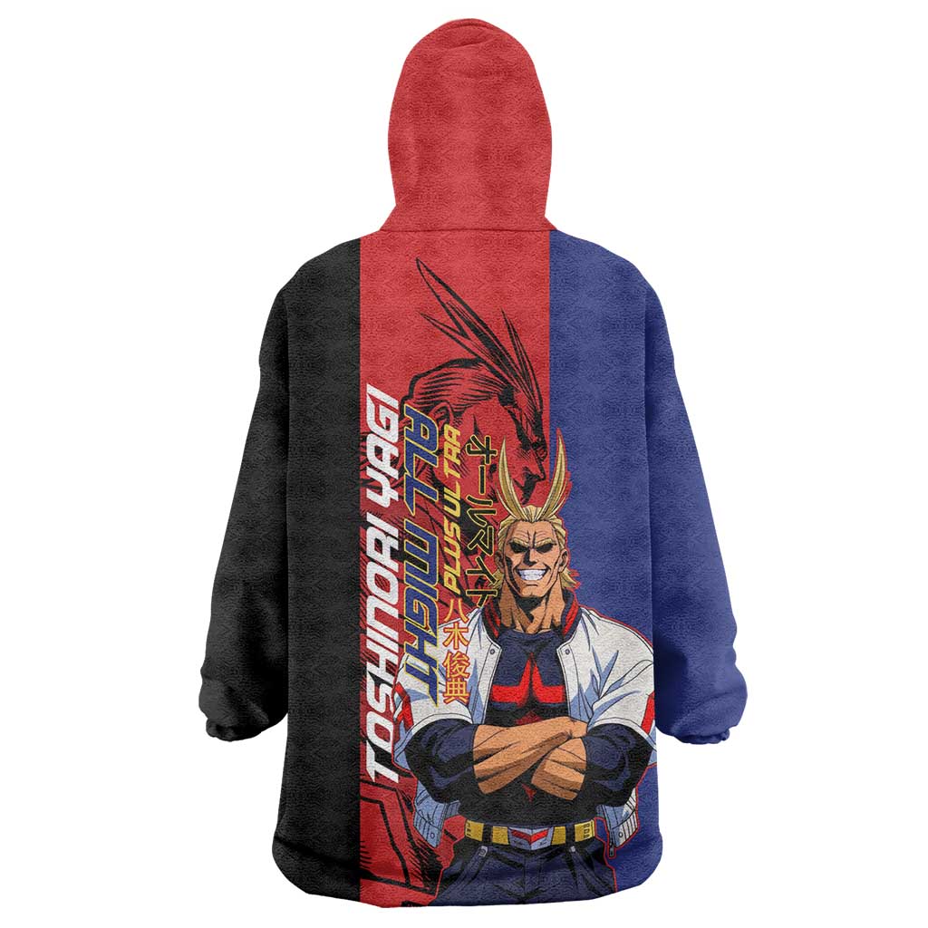 All Might My Hero Academia Wearable Blanket Hoodie Red and Blue Theme - The Mazicc