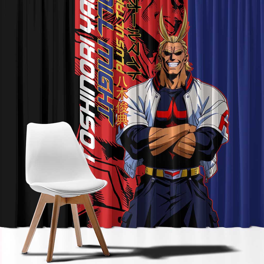 All Might My Hero Academia Window Curtain Red and Blue Theme - The Mazicc