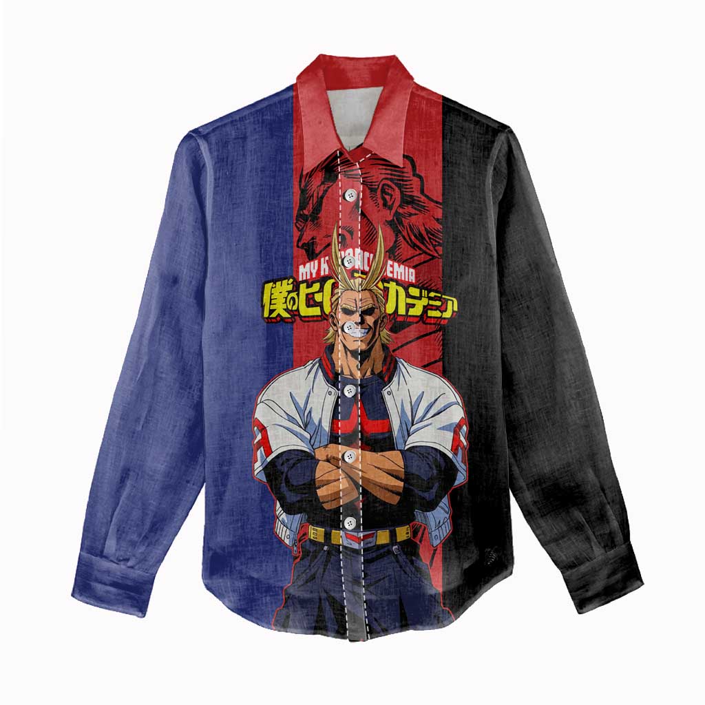All Might My Hero Academia Women Casual Shirt Red and Blue Theme - The Mazicc