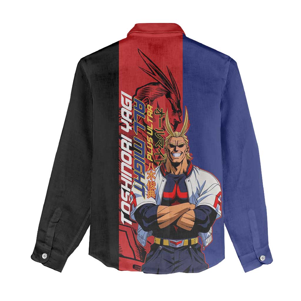 All Might My Hero Academia Women Casual Shirt Red and Blue Theme - The Mazicc