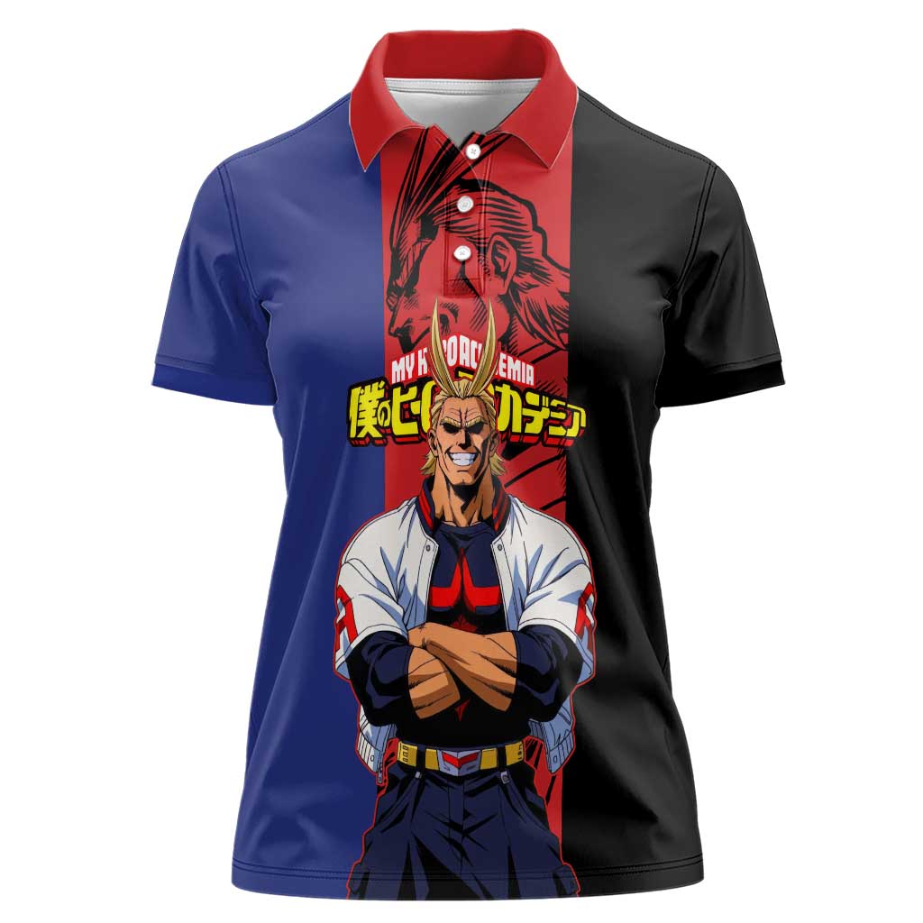 All Might My Hero Academia Women Polo Shirt Red and Blue Theme - The Mazicc